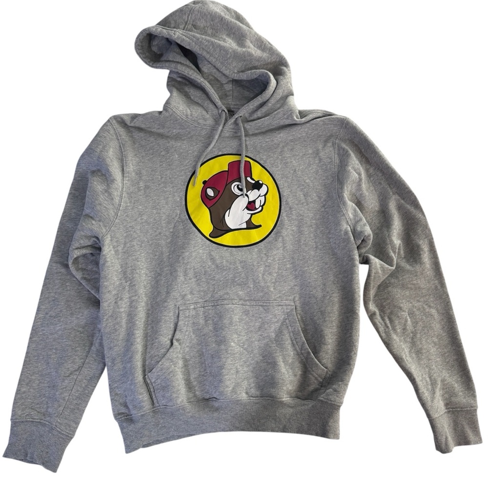 Bucees Hoodie Size Medium Grey Pullover Buc-ees Beaver Gas Station